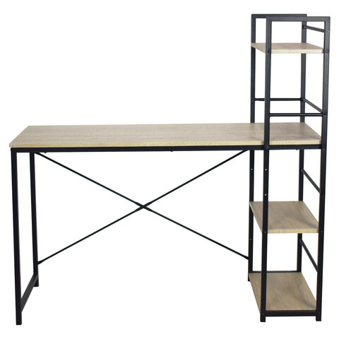 Стол на металлокаркасе BRABIX "LOFT CD-005",1200х520х1200 мм, 3 полки, цвет дуб натуральный, 641223 - фото 3