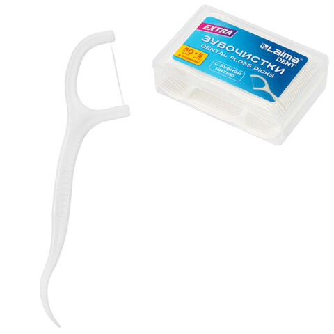 Зубочистки-флоссеры с зубной нитью "50 шт. + 5 в подарок!", в боксе, LAIMA DENT, 609404 - фото 1