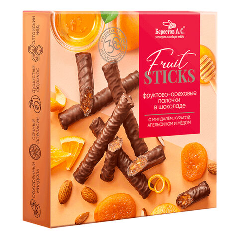 Конфеты шоколадные "Fruit Sticks" с курагой и миндалем, 175 г, БЕРЕСТОВ А.С., УТ-00031674 - фото 1