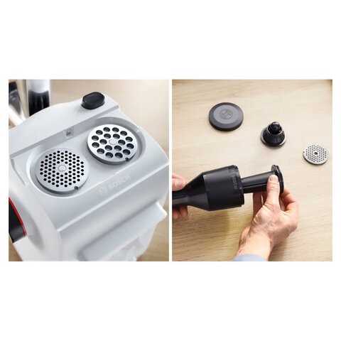 Мясорубка BOSCH MFWS420W, мощность 1900 Вт, производительность 2,5 кг/мин, металлический шнек, реверс - фото 7