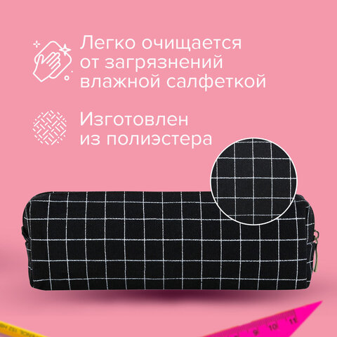 Пенал BRAUBERG, 1 отделение, полиэстер, "Cute bear", черный, 19х4х6 см, 272303 - фото 12