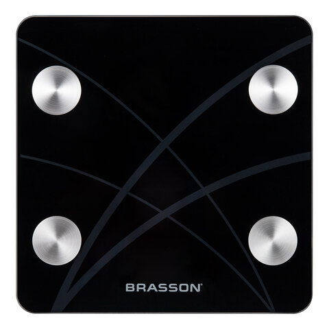 Весы напольные диагностические BRASSON (БРАССОН) FS-33D, 30x30 см, до 180 кг, 15 параметров, стекло, черные, 458447 - фото 1