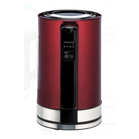 Чайник SCARLETT SC-EK21S78, 1,7 л, 2200 Вт, закрытый нагревательный элемент, ТЕРМОРЕГУЛЯТОР, сталь, бордовый - фото 4
