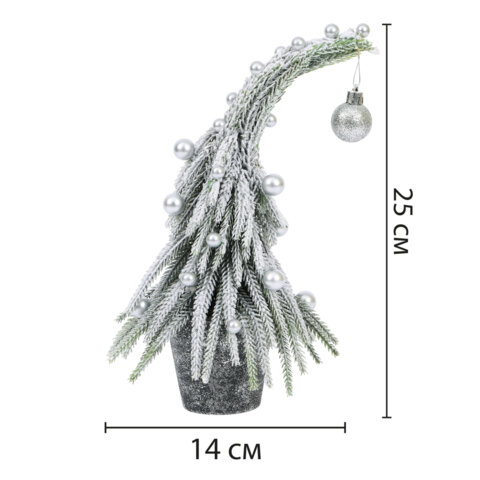Ель новогодняя искусственная 25 см, "Елка-гном", заснеженная с декором, литой ПЭТ, ЗОЛОТАЯ СКАЗКА, 592515 - фото 6