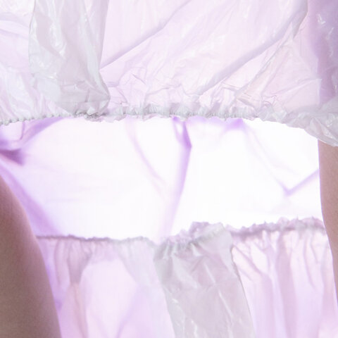 Бахилы двойные, КОМПЛЕКТ 100 шт. (50 пар), ЭКСТРА, 39х14 см, 32 мкм, 3 г, бело-фиолетовые, ELEGREEN, ПНД-8/8/1р-Б-Ф - фото 3