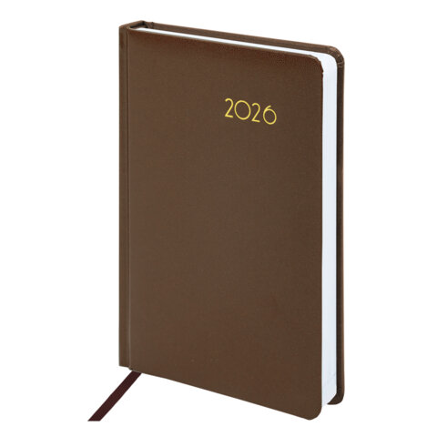 Ежедневник датированный 2026, А5, 138x213 мм, BRAUBERG "Select", балакрон, коричневый, 117087 - фото 1