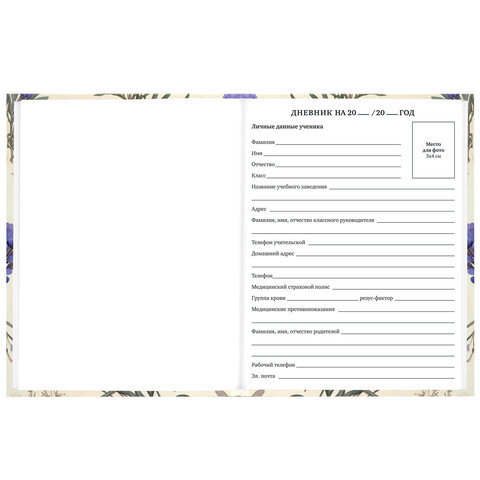 Дневник 1-11 класс 40 л., твердый, BRAUBERG, глянцевая ламинация, "Flowers", 107608 - фото 5