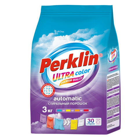 Стиральный порошок автомат 3 кг PERKLIN ULTRA "Color", УЛУЧШЕННАЯ ФОРМУЛА, универсальный, 700606 - фото 1