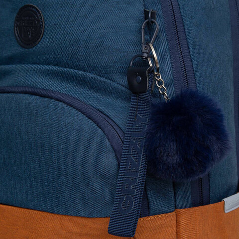 Рюкзак GRIZZLY школьный, укрепленная спинка, 2 отделения, для девочек, BLUE/ORANGE, 43х27,5х16 см, RD-341-2/3 - фото 7