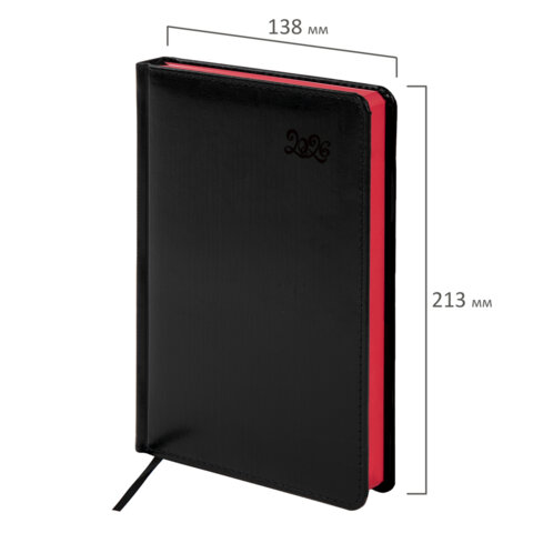 Ежедневник датированный 2026, А5, 138x213 мм, BRAUBERG "Rainbow", под кожу, черный, 117079 - фото 2