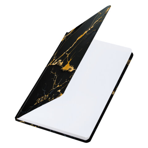 Ежедневник датированный 2026 с резинкой 145х203 мм, А5, BRAUBERG, твердый, фольга, "Черный мрамор", 117338 - фото 3