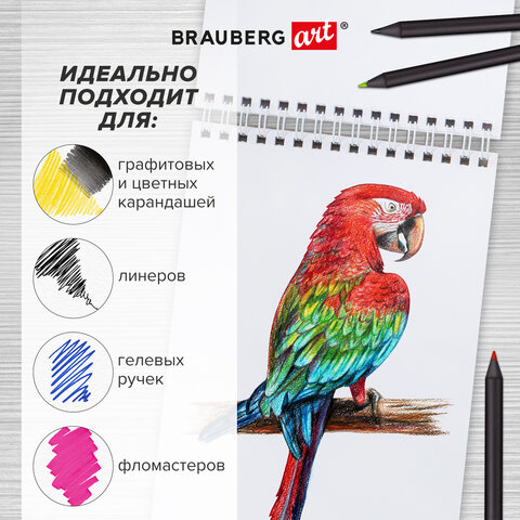 Скетчбук, белая бумага 100 г/м2, 140х201 мм, 60 л., гребень, жёсткая подложка, BRAUBERG ART DEBUT, "Аниме", 115061  - фото 10