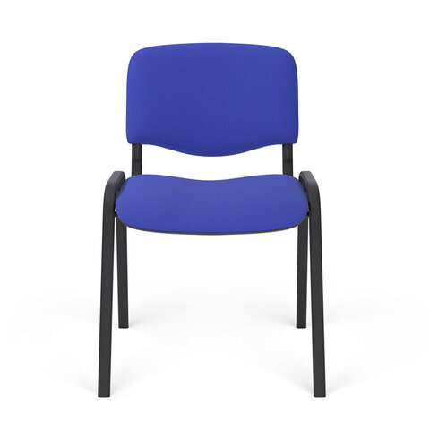 Стул для персонала и посетителей "ИЗО", черный каркас, ткань черно-синяя, В-12/С-14 - фото 3
