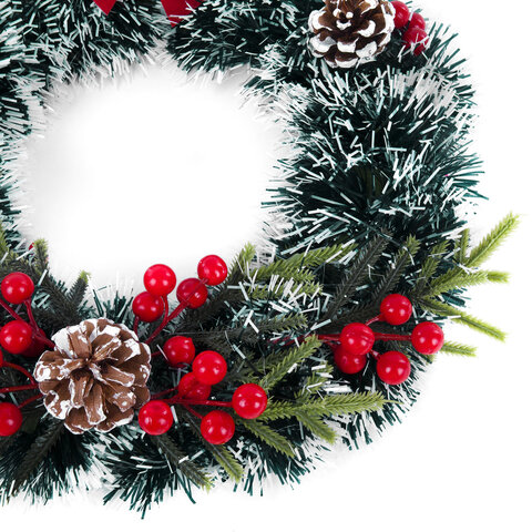 Венок новогодний, диаметр 35 см "Пушистый", с декором, ПЭТ, ЗОЛОТАЯ СКАЗКА, 592520 - фото 4