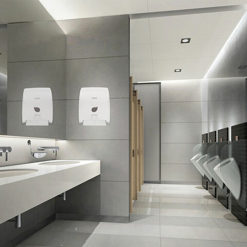 Диспенсер для полотенец в рулонах LAIMA PROFESSIONAL ECO (Система H1), механический, белый, ABS-пластик, 606550 - фото 9