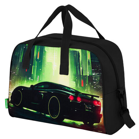 Сумка для занятий BRAUBERG KIDS с ручками, с плечевым ремнем, подкладка, 35x25x15 см, "Зеленый город", 274630 - фото 1
