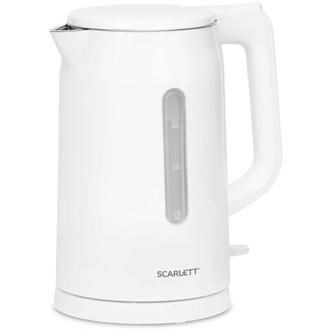 Чайник SCARLETT SC-EK21S31, 1,5 л, 2200 Вт, закрытый нагревательный элемент, двойные стенки, белый - фото 1
