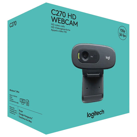 Веб-камера LOGITECH C270, 1/3 Мп, микрофон, USB 2.0, регулируемый крепеж, черная - фото 3
