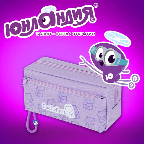 Пенал ЮНЛАНДИЯ ЮНИОР, 2 отделения, "Cool vibes", 21х9х8 см, 273821 - фото 11