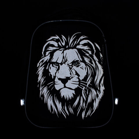 Ранец BRAUBERG SHINY, 2 отделения, с брелком, "Savage lion", светящийся рисунок, 38х28х14 см, 272039 - фото 7