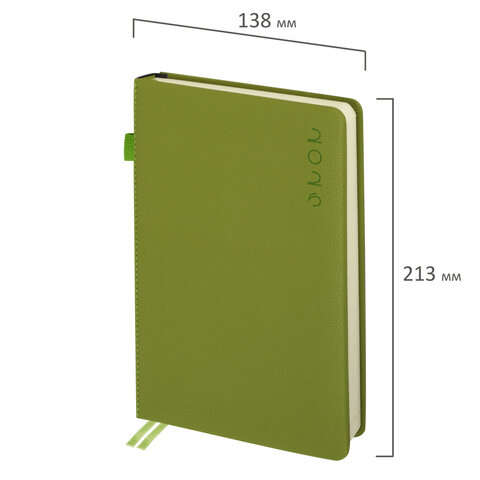 Ежедневник датированный 2026, А5, 138х213 мм, BRAUBERG "Essential", под кожу, держатель, зеленый, 117398 - фото 3