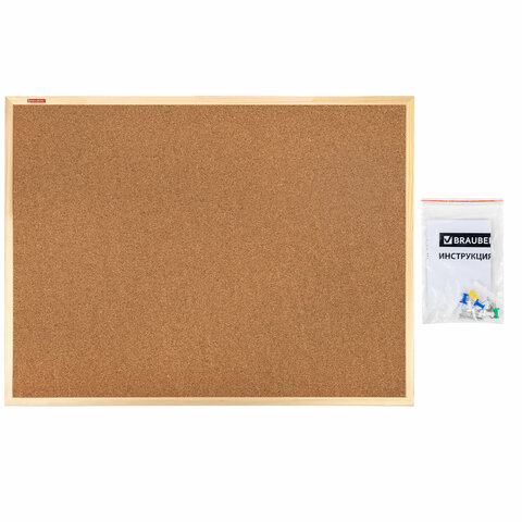 Доска пробковая для объявлений 90х120 см, деревянная рамка, BRAUBERG Wood, 238312 - фото 7