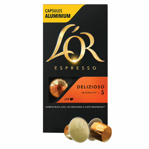 Кофе в алюминиевых капсулах L'OR "Espresso Delizioso" для кофемашин Nespresso, 10 порций, ФРАНЦИЯ, 4028608 - фото 2