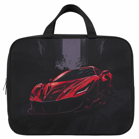 Папка на молнии с ручками BRAUBERG KIDS А4, 1 отделение, полиэстер, 80 мм, "Red car", 272122 - фото 2