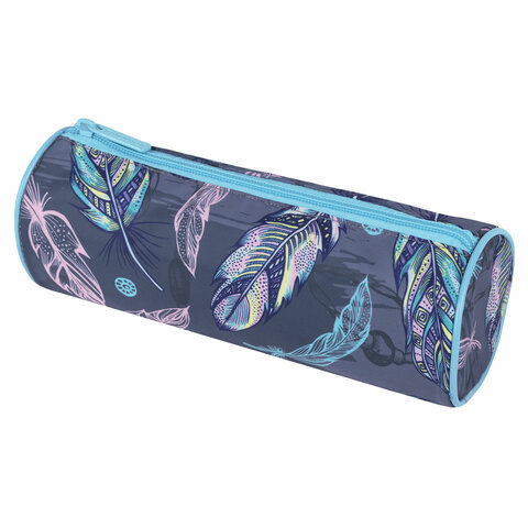 Пенал-тубус BRAUBERG, с эффектом SOFT TOUCH, полиэстер, "Feathers", 22х8 см, 270058 - фото 1