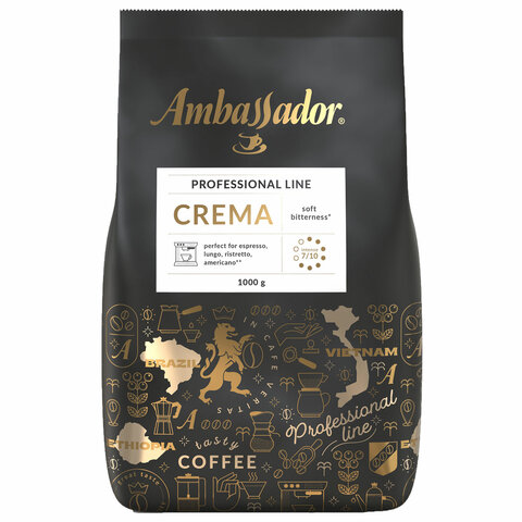 Кофе в зернах AMBASSADOR "Crema" 1 кг - фото 1