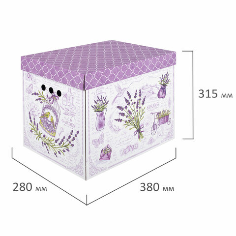 Короб для хранения из плотного микрогофрокартона 380х280х315 мм, КОМПЛЕКТ 3 шт., BRAUBERG HOME "Лаванда", 271821 - фото 7