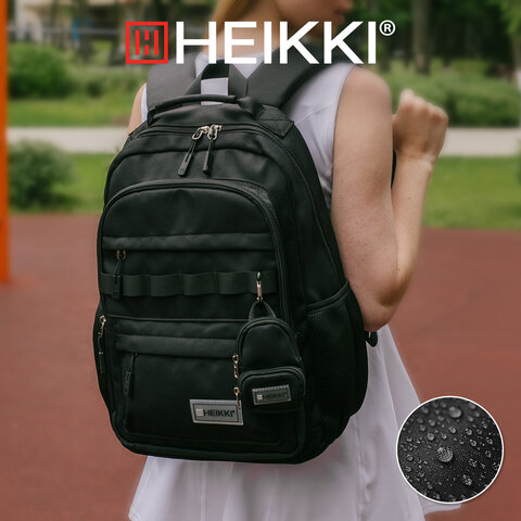 Рюкзак HEIKKI FUSION (ХЕЙКИ) универсальный, 2 отделения, отделение для ноутбука, c КОШЕЛЬКОМ, черный, 44х31х14 см, 273866 - фото 20