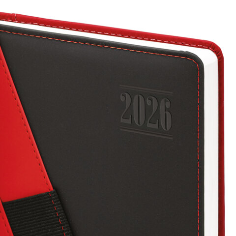 Ежедневник датированный 2026, А5, 138х213 мм, BRAUBERG "Swirl", под кожу, держатель для ручки, красный, 117481 - фото 5