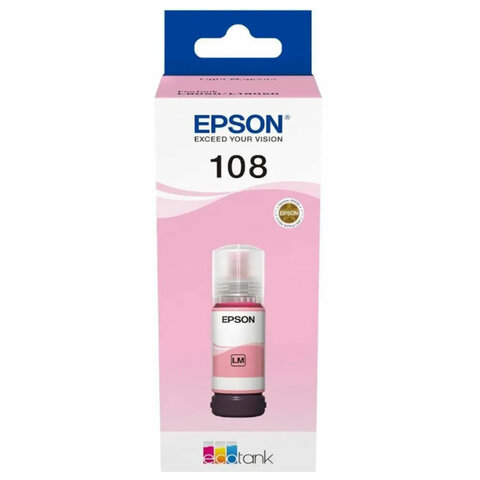 Чернила EPSON 108 (C13T09C64A) для СНПЧ EPSON L8050 /L8100 /L18050, светло-пурпурные, ОРИГИНАЛЬНЫЕ - фото 1