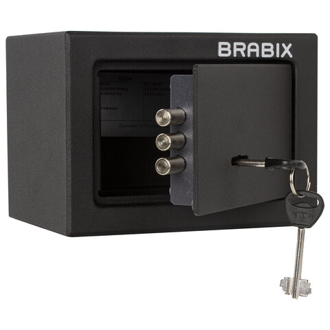 Сейф мебельный BRABIX "SF-140KL", 140х195х140 мм, ключевой замок, черный, 291140, S103BR210114 - фото 1
