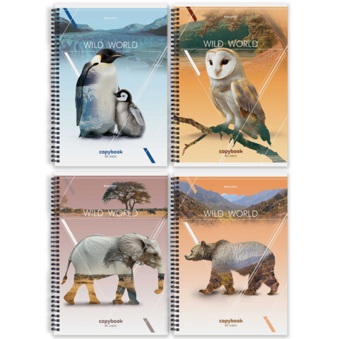 Тетрадь А4, 80 л., BRAUBERG, гребень, клетка, глянцевый лак, WILD, 404052 - фото 1