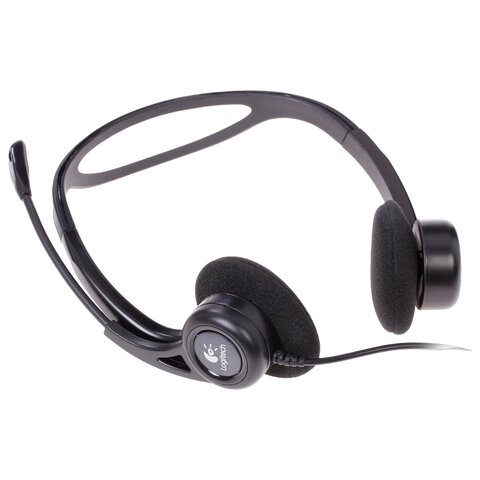 Наушники с микрофоном (гарнитура) LOGITECH PC 960, проводная, компьютерная, 2,4 м, стерео, USB, черная, 981-000100 - фото 3