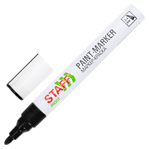Маркер-краска лаковый (paint marker) 2-4 мм, ЧЕРНЫЙ, НИТРО-ОСНОВА, STAFF PROFIT, для любых поверхностей, 152578 - фото 2