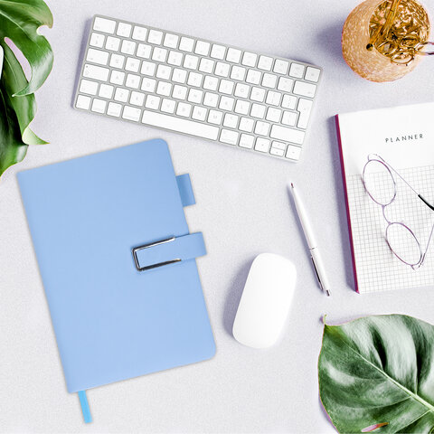 Ежедневник недатированный, А5, 143х210 мм, BRAUBERG "Dainty", под кожу, магнитная застежка, 160 л., голубой, 117144 - фото 6