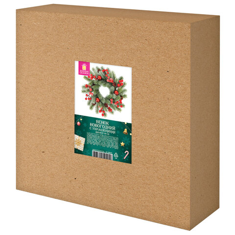 Венок новогодний заснеженный, диаметр 30 см "Зимняя сказка", с декором, литой ПЭТ, ЗОЛОТАЯ СКАЗКА, 592518 - фото 6