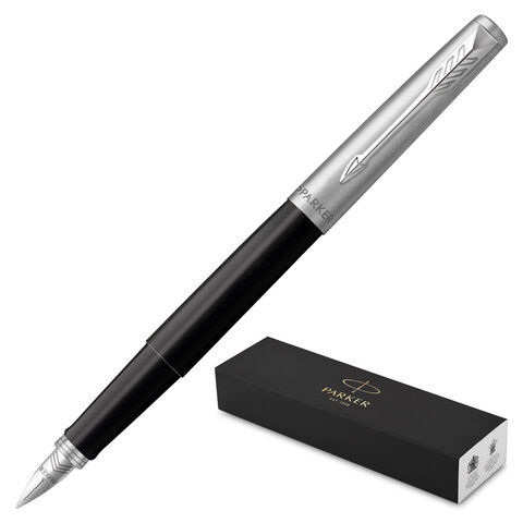 Ручка перьевая PARKER "Jotter Originals Black Chrome CT", корпус черный, детали из нержавеющей стали, синяя, 2096430 - фото 4