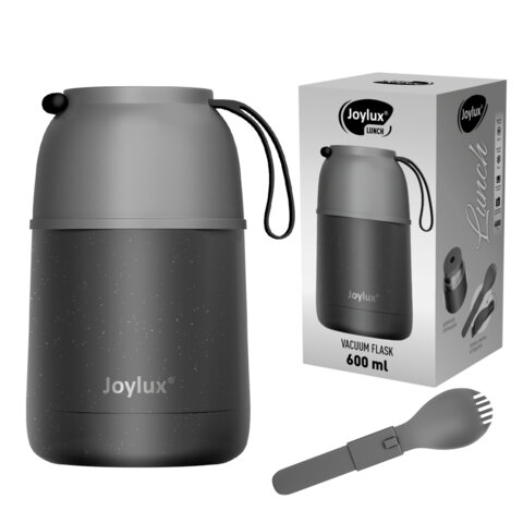Термос 0,6 л для еды/напитков с широким горлом, JOYLUX (ДЖОЙЛЮКС) LUNCH, нержавеющая сталь SUS304, ложка-вилка, 700326 - фото 1