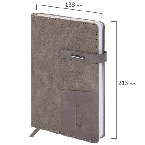 Ежедневник недатированный А5 138х213 мм BRAUBERG "Cowboy", под кожу, застежка 160 л., коричневый, 116198 - фото 2