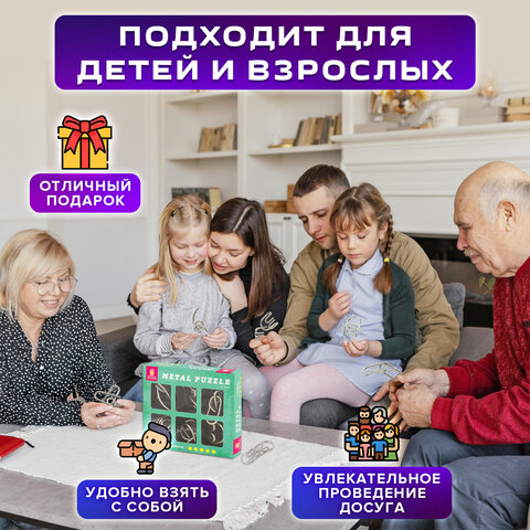 Головоломки металлические ЗОЛОТАЯ СКАЗКА (уровень сложности "ПРОФИ"), набор 6 штук, 662090 - фото 15