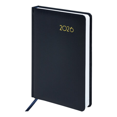 Ежедневник датированный 2026, А5, 138x213 мм, BRAUBERG "Select", балакрон, темно-синий, 117085 - фото 1