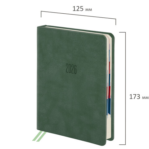 Ежедневник датированный 2026 B6 125х173 мм, GALANT "Vivid", под кожу, зеленый, 117409 - фото 2