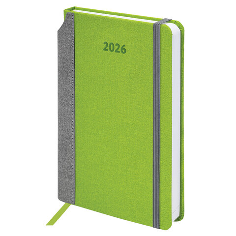 Ежедневник датированный 2026 А5 138x213 мм, BRAUBERG "Mosaic", под кожу, карман для ручки, зеленый, 117111 - фото 2