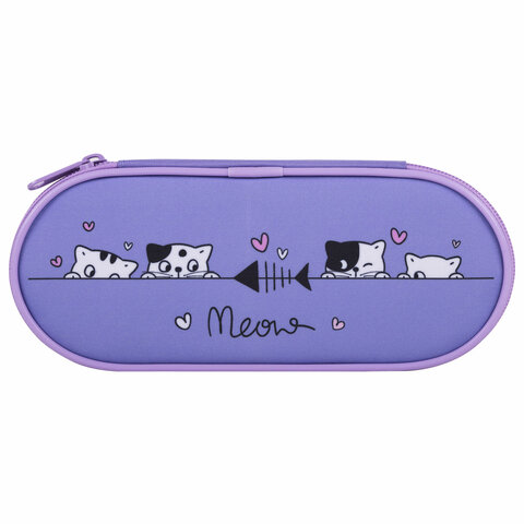 Пенал-футляр BRAUBERG, 1 отделение, органайзер, полиэстер, 22x9х5 см, "Meow", 272312 - фото 3