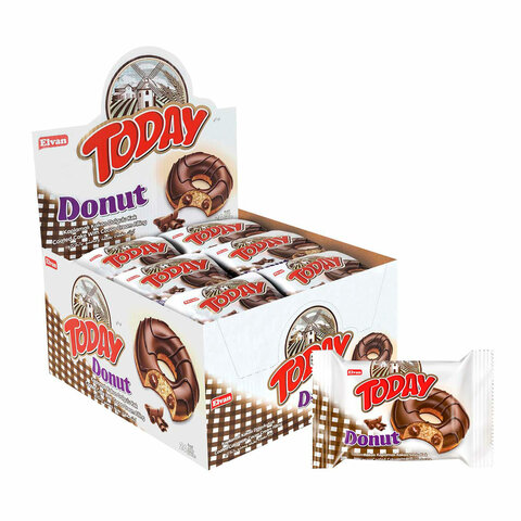 Кекс TODAY "Donut", со вкусом какао, ТУРЦИЯ, 24 штуки по 40 г в шоу-боксе, 1368 - фото 1