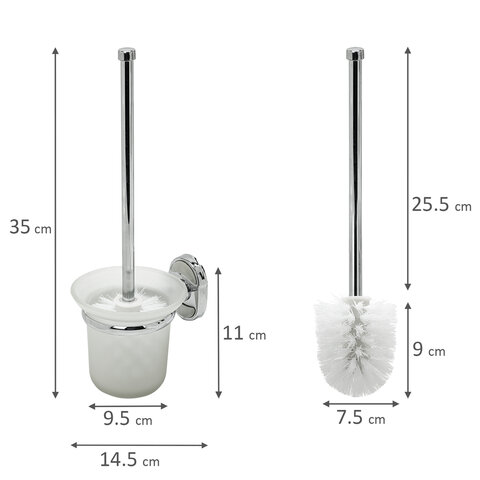 Ершик для унитаза подставка из толстого стекла, крепление к стене, хромированная сталь, LAIMA, 607425 - фото 2